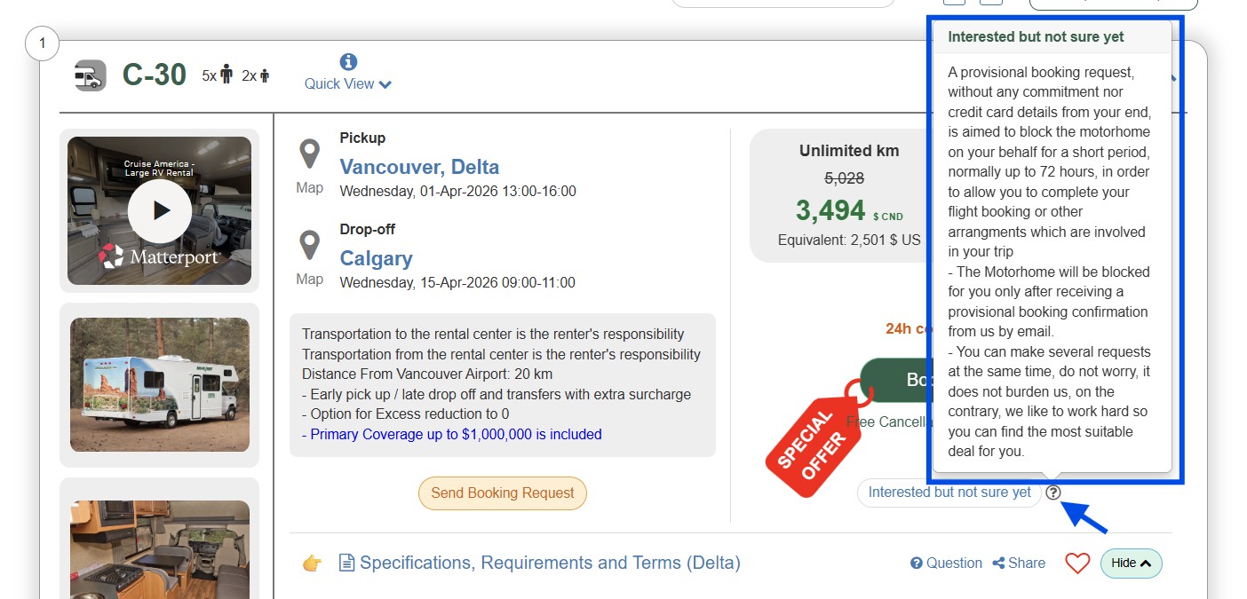 RV for rent in Canada Interested but not sure yet